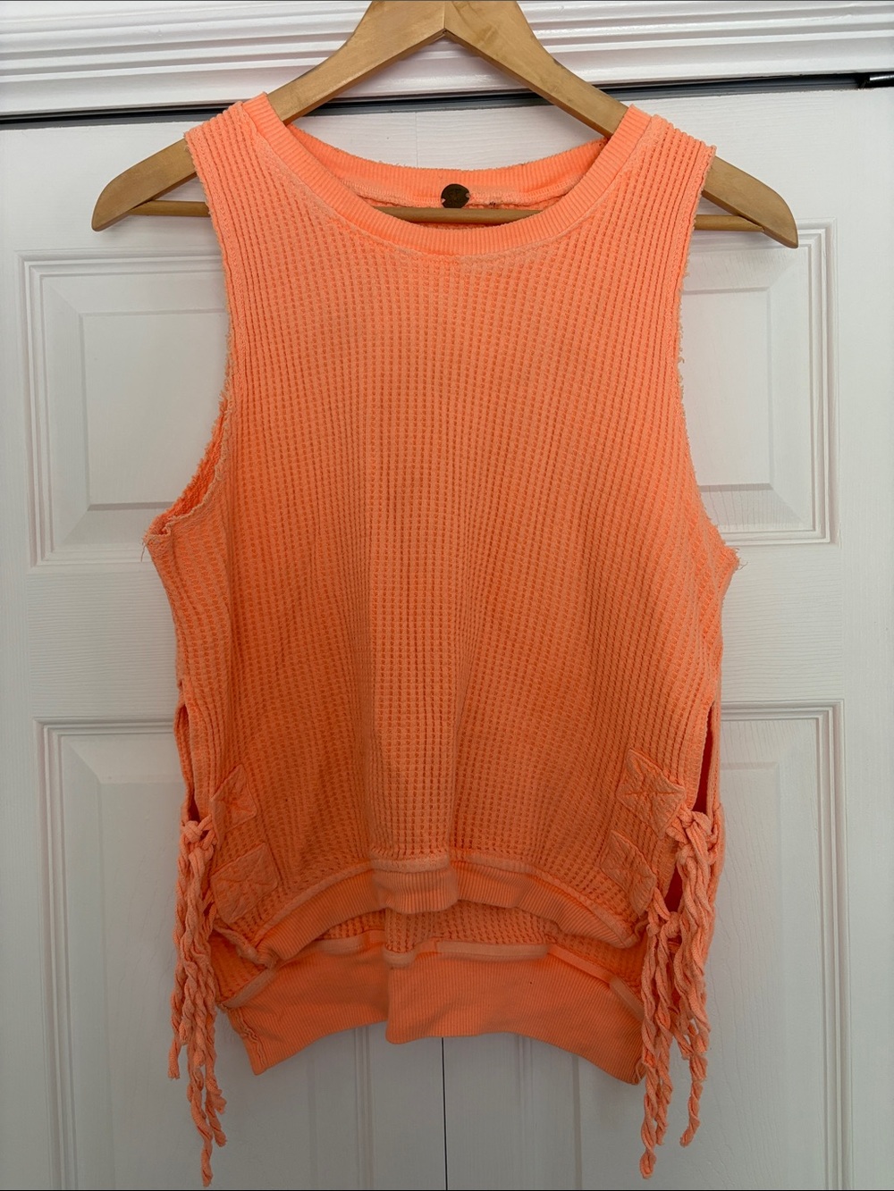 Free People Sleeveless Waffle Knit Tie-Side Tank Top